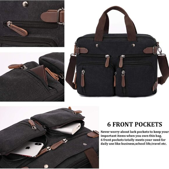 3 in 1 Convertible Laptop Backpack, 17.3 inch Messenger Bag for Men, Multi-Funct - Picture 5 of 7